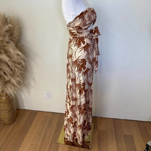 Aakaa Tropical Wide Leg Set Beige Size Small - Picture 11 of 16